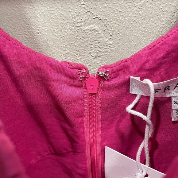 NWT Frame Puff Sleeve Cotton Midi Dress Fuchsia Pink - Size: Small - Picture 14 of 16